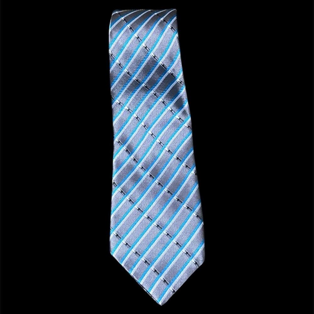 Gray blue striped tieclassic business